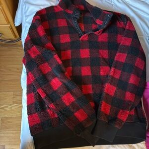 J.Crew buffalo check fleece.